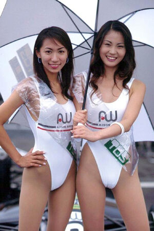 Beautiful Race Queens In White One Piece Suits